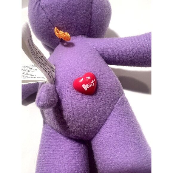 Vintage Care Bear Harmony Purple With Flower on Belly Plush Headband Stuffed Toy - Picture 9 of 10